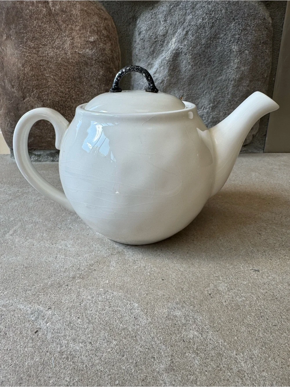 Pier 1 White Ceramic Teapot with Bold Logo